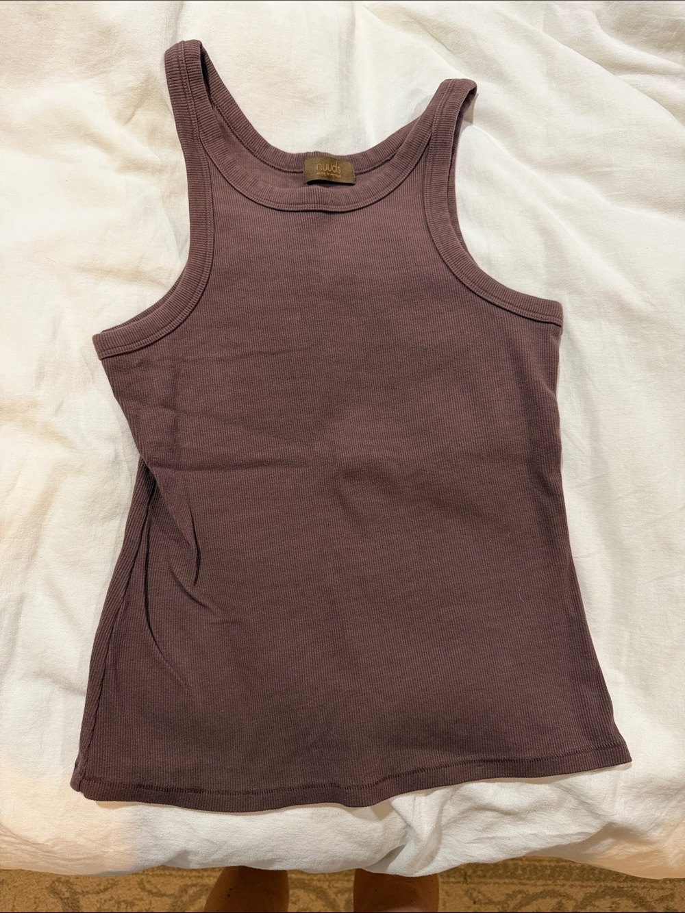 Nuuds Ribbed Tank Top Brown S
